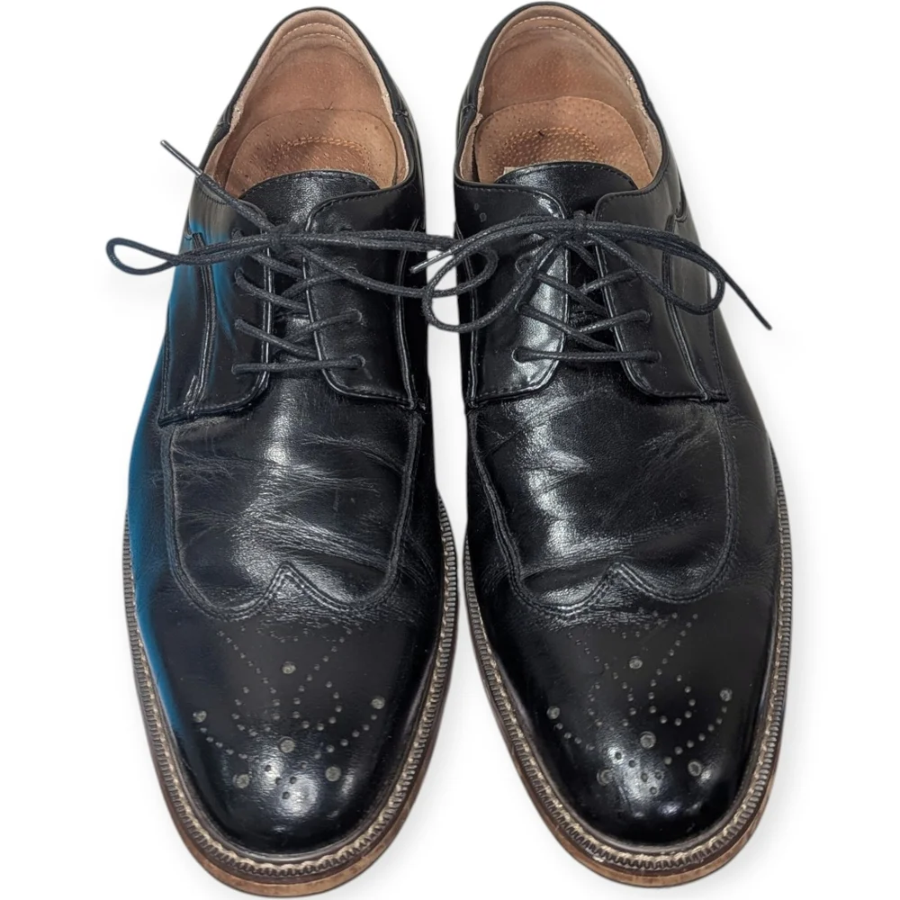 STACY ADAMS Men's Fletcher Wingtip Oxford Black Size 10.5 Formal Wedding Office